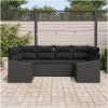 6-delat Trädgårdsofa Set med Kuddar Svart Poly Rattan vidaXL 234 x 123.5 x 85 cm – miniatyr 3