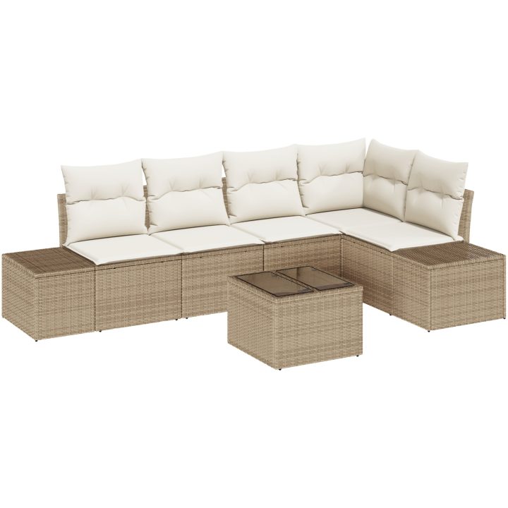 6-delat trädgårdsofaset med kuddar i brunt polyrotting vidaXL 264 x 154 x 85 cm – bild 2