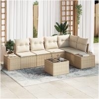 6-delat trädgårdsofaset med kuddar i brunt polyrotting vidaXL