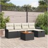 6-delat trädgårdsofaset med kuddar Svart Poly Rattan vidaXL 5 - Sits – miniatyr 1
