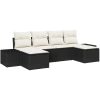 6-delat Trädgårdsoff-set med Dynor Svart Poly Rattan vidaXL 184 x 62 x 85 cm – miniatyr 2