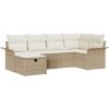 6-delat Trädgårdsoff set med kuddar Beige Poly Rattan vidaXL 242.5 x 132.5 x 85 cm – miniatyr 2