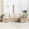 6-delat Trädgårdsoff set med kuddar Beige Poly Rattan vidaXL 242.5 x 132.5 x 85 cm – miniatyr 3