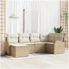 6-delat Trädgårdsoff-set med Kuddar Beige Poly Rottin vidaXL 234 x 124 x 85 cm – miniatyr 1