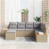6-delat trädgårdsoff-set med Kuddar Beige Polyroting Acacia vidaXL 264 x 154 x 69 cm – miniatyr 3