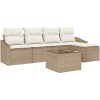 6-delat trädgårdsoff-set med kuddar Brunt Poly Rotting vidaXL 233 x 117 x 85 cm – miniatyr 2