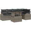 6-delat trädgårdsoff-set med kuddar grå poly rattan vidaXL Stor – miniatyr 2