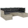 6-delat trädgårdsoff-set med kuddar Ljusgrå Poly Rattan vidaXL 234 x 154 x 85 cm – miniatyr 2