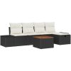 6-delat trädgårdsoff-set med kuddar svart konstrotting vidaXL 55 x 55 x 37 cm – miniatyr 2