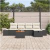 6-delat trädgårdsoff-set med kuddar svart konstrotting vidaXL 55 x 55 x 37 cm – miniatyr 3