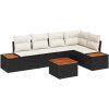 6-delat trädgårdsoff-set med kuddar svart poly rattan akacia vidaXL 55 x 55 x 37 cm – miniatyr 2