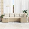 6-delat trädgårdsoffaförset med kuddar beige poly rattan vidaXL Stor – miniatyr 3