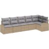 6-delat Trädgårdsoffan Set med Kuddar Beige Polyrotting vidaXL 289 x 124 x 85 cm – miniatyr 2