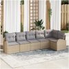 6-delat Trädgårdsoffan Set med Kuddar Beige Polyrotting vidaXL 289 x 124 x 85 cm – miniatyr 1