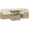 6-delat trädgårdsoffas-set med kuddar i beige poly-rattan vidaXL 100 x 55 x 73 cm – miniatyr 2