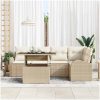 6-delat trädgårdsoffas-set med kuddar i beige poly-rattan vidaXL 100 x 55 x 73 cm – miniatyr 3