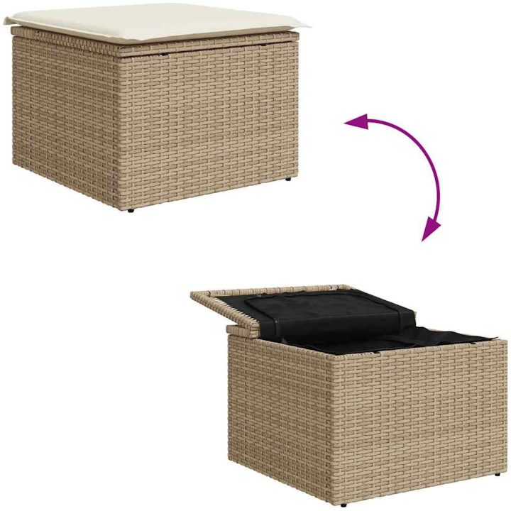6-delat trädgårdsoffasätt med kuddar brunt poly rattan vidaXL Stor – bild 11