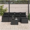 6-delat Trädgårdsoffaset med Kuddar Beige Poly Rattan vidaXL Stor – miniatyr 3