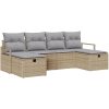 6-delat trädgårdsoffaset med kuddar beige poly-rotting vidaXL Stor – miniatyr 2