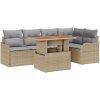 6-delat trädgårdsoffaset med kuddar Beige Poly Rottning vidaXL Medel – miniatyr 2