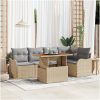 6-delat trädgårdsoffaset med kuddar Beige Poly Rottning vidaXL Medel – miniatyr 1