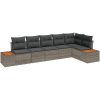 6-delat Trädgårdsoffaset med kuddar Grå Poly Rattan Akacia vidaXL 319 x 154 x 69 cm – miniatyr 2
