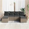 6-delat trädgårdsoffaset med kuddar grå poly rattan vidaXL 251 x 117 x 85 cm – miniatyr 3