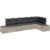 6-delat Trädgårdsoffaset med Kuddar Ljusgrå Poly Rattan. vidaXL 184 x 62 x 85 cm – miniatyr 2