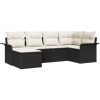 6-delat trädgårdsoffaset med kuddar Svart Poly Rattan vidaXL 242.5 x 132.5 x 85 cm – miniatyr 2