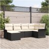6-delat trädgårdsoffaset med kuddar Svart Poly Rattan vidaXL 242.5 x 132.5 x 85 cm – miniatyr 1