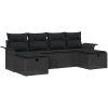 6-delat trädgårdsoffaset med kuddar svart poly rotting vidaXL 251 x 117 x 85 cm – miniatyr 2