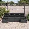 6-delat trädgårdsoffaset med kuddar svart poly rotting vidaXL 251 x 117 x 85 cm – miniatyr 3