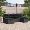 6-delat trädgårdsoffaset med kuddar svart poly rotting vidaXL 251 x 117 x 85 cm – miniatyr 1