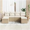 6-delat Trädgårdsoffasett med Kuddar Beige Poly Rattan vidaXL 234 x 117 x 85 cm – miniatyr 3