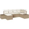 6-delat trädgårdsoffasett med kuddar - Beige poly rotting vidaXL 184 x 62 x 85 cm – miniatyr 2