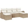 6-delat Trädgårdsoffasett med kuddar Beige Polyrotting vidaXL Stor – miniatyr 2