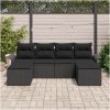 6-delat trädgårdsoffasett med kuddar svart poly rattan vidaXL 251 x 117 x 85 cm – miniatyr 3