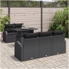 6-delat trädgårdsoffset med dynor svart poly rattan vidaXL Medium – miniatyr 3