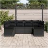 6-delat trädgårdsoffset med dynor svart poly rotting vidaXL 234 x 132.5 x 85 cm – miniatyr 3