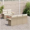 6-delat trädgårdsoffset med kuddar beige poly rattan akacia vidaXL Medium – miniatyr 3