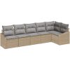 6-delat Trädgårdsoffset med Kuddar Beige Poly Rattan vidaXL 288.5 x 123.5 x 85 cm – miniatyr 2