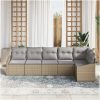 6-delat Trädgårdsoffset med Kuddar Beige Poly Rattan vidaXL 288.5 x 123.5 x 85 cm – miniatyr 3