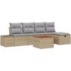 6-delat trädgårdsoffset med kuddar beige poly rattning vidaXL 55 x 55 x 37 cm – miniatyr 2
