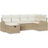 6-delat trädgårdsoffset med kuddar Beige Poly-Rotting vidaXL 234 x 124 x 85 cm – miniatyr 2