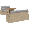 6-delat trädgårdsoffset med kuddar beige poly rotting vidaXL Medium – miniatyr 2