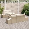 6-delat trädgårdsoffset med kuddar beige polyrotting vidaXL 55 x 55 x 37 cm – miniatyr 3