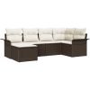 6-delat Trädgårdsoffset med Kuddar Brun Poly Rattan vidaXL 242.5 x 132.5 x 85 cm – miniatyr 2