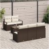 6-delat Trädgårdsoffset med Kuddar Brunt Poly Rattan vidaXL Medium – miniatyr 3