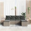 6-delat Trädgårdsoffset med kuddar Grå Poly Rattan Akacia vidaXL 294 x 117 x 69 cm – miniatyr 3