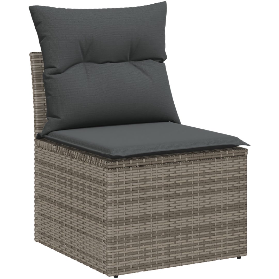 6-delat Trädgårdsoffset med kuddar Grå Poly Rottning vidaXL Måttlig – bild 5